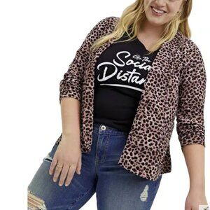 Torrid Knit Crepe Drape Blazer Ruched 3/4 Sleeve